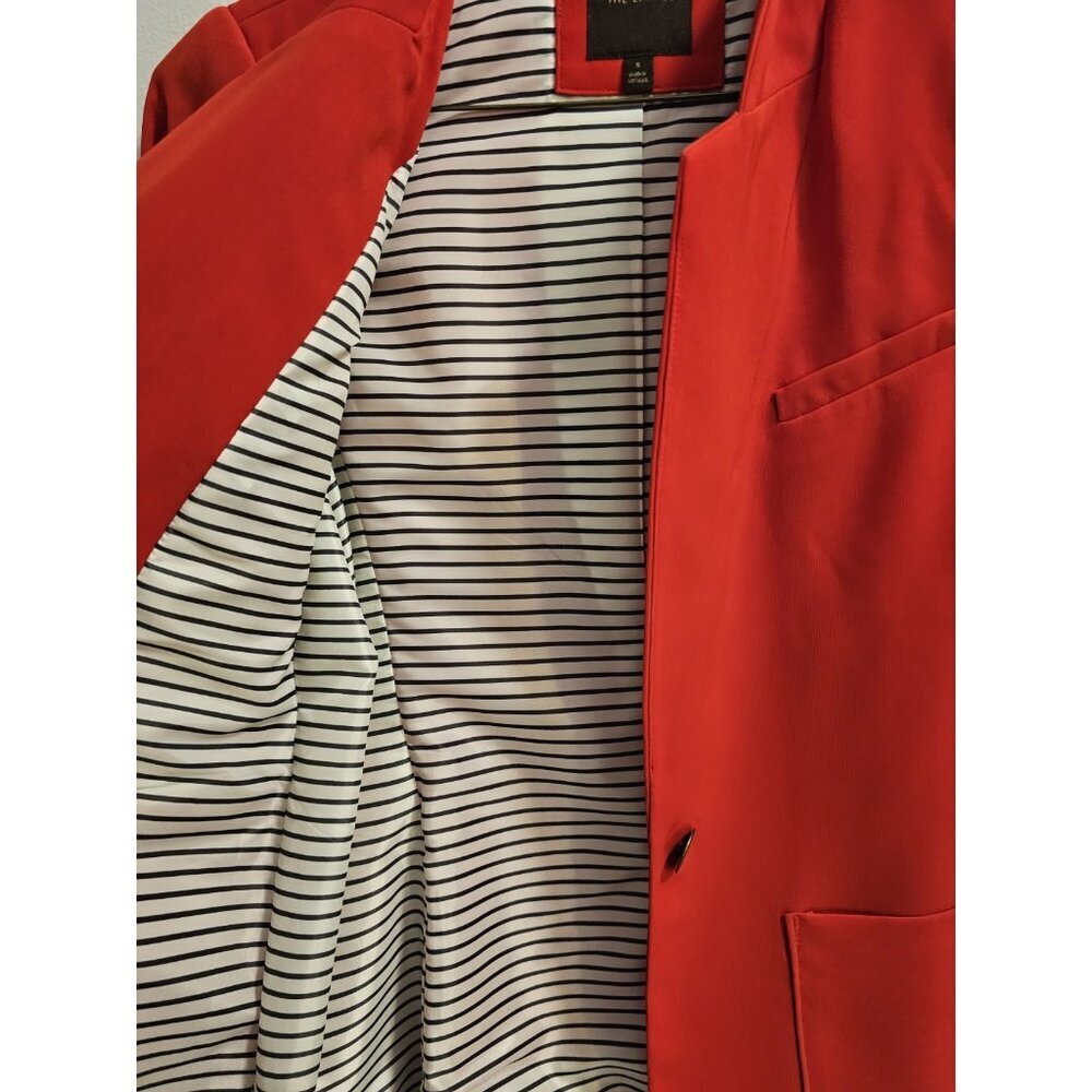 Women The Limited Red One Button Work Blazer Jacket 3/4 Sleeve - Size Small EUC - Picture 7 of 10